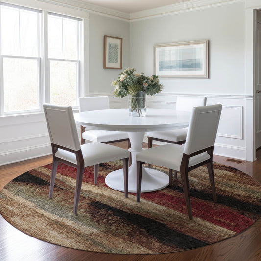 Addison Rugs Chantille ACN942MO 8 x 8 (ft) Loomed Polyester Mocha Round Indoor/Outdoor Geometric Machine washable Pet Friendly Area rug