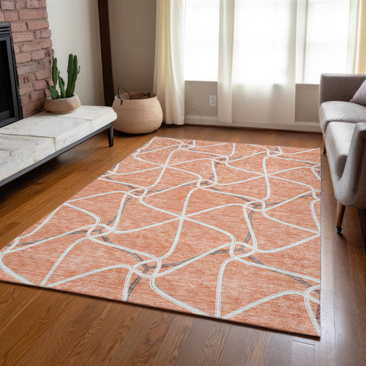 Addison Rugs Chantille ACN948SM 9 x 12 (ft) Loomed Polyester Salmon Rectangular Indoor/Outdoor Machine washable Pet Friendly Area rug