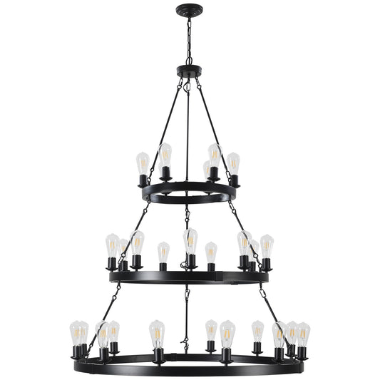 ToolCat 27 -Light Black Outdoor Metal Chandelier