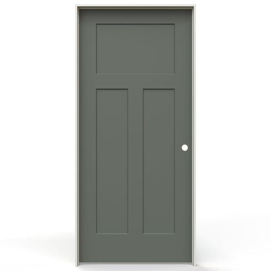 JELD-WEN 36-in x 80-in Renew Hollow core 3-panel Left hand Smooth Prefinished Molded composite Flat Jamb Single Prehung Interior Door with