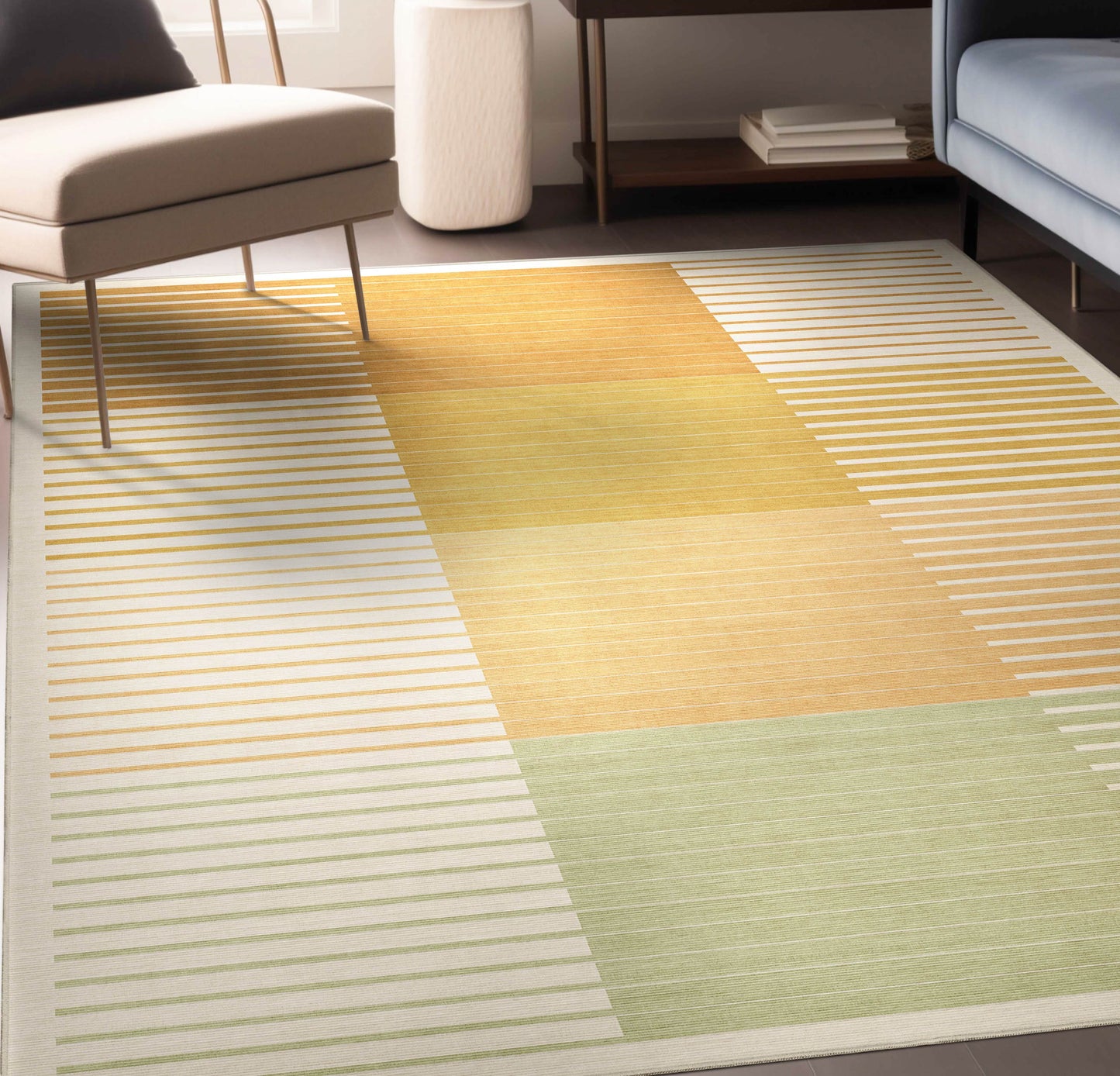 Well Woven Apollo Elemental 5 x 7 (ft) Polyester Yellow Rectangular Indoor Geometric Mid-Century Modern Spot Clean Only Pet Friendly Area rug