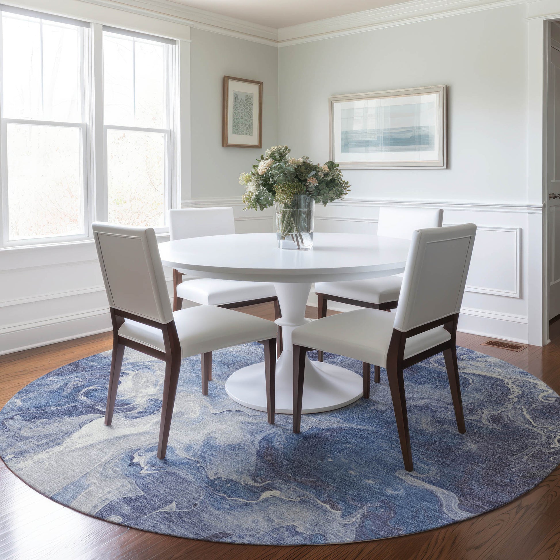 Addison Rugs Chantille ACN1687NA 8 x 8 (ft) Loomed Polyester Navy Round Indoor/Outdoor Machine washable Pet Friendly Area rug