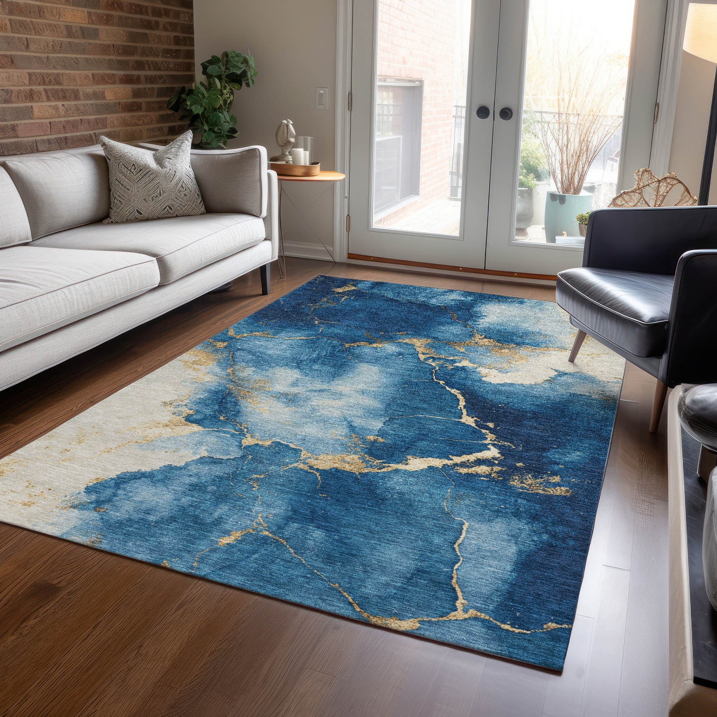 Addison Rugs Chantille ACN1790NA 8 x 10 (ft) Loomed Polyester Navy Rectangular Indoor/Outdoor Machine washable Pet Friendly Area rug