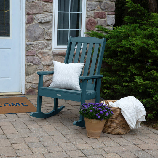 highwood Lehigh Nantucket Blue Poly-lumber Frame Rocking Chair with Slat Seat