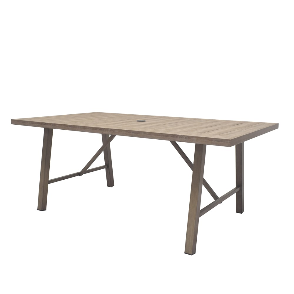 allen + roth Winslow Rectangle Outdoor Dining Table 40-in W x 70-in L with Umbrella Hole