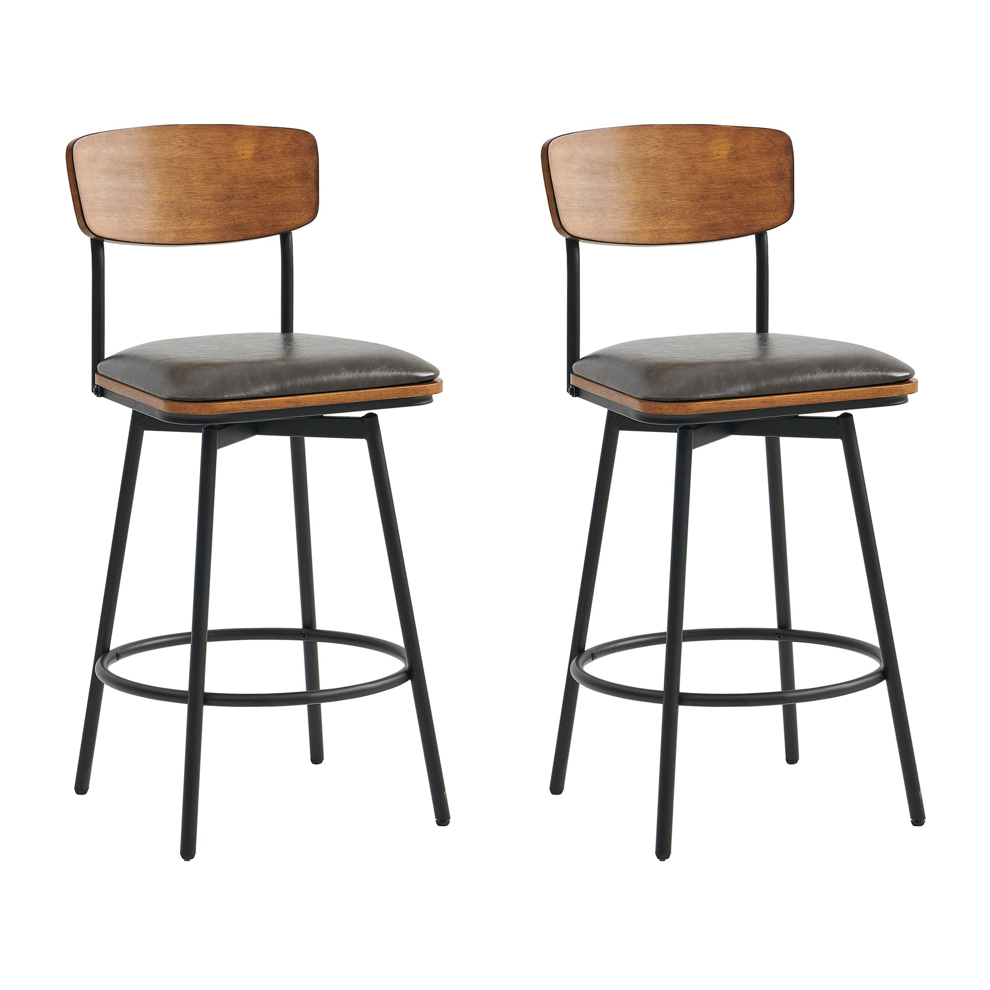 Circle 55 Dark Gray 27-in H Counter height Upholstered Swivel Metal Bar Stool 2 -Pack