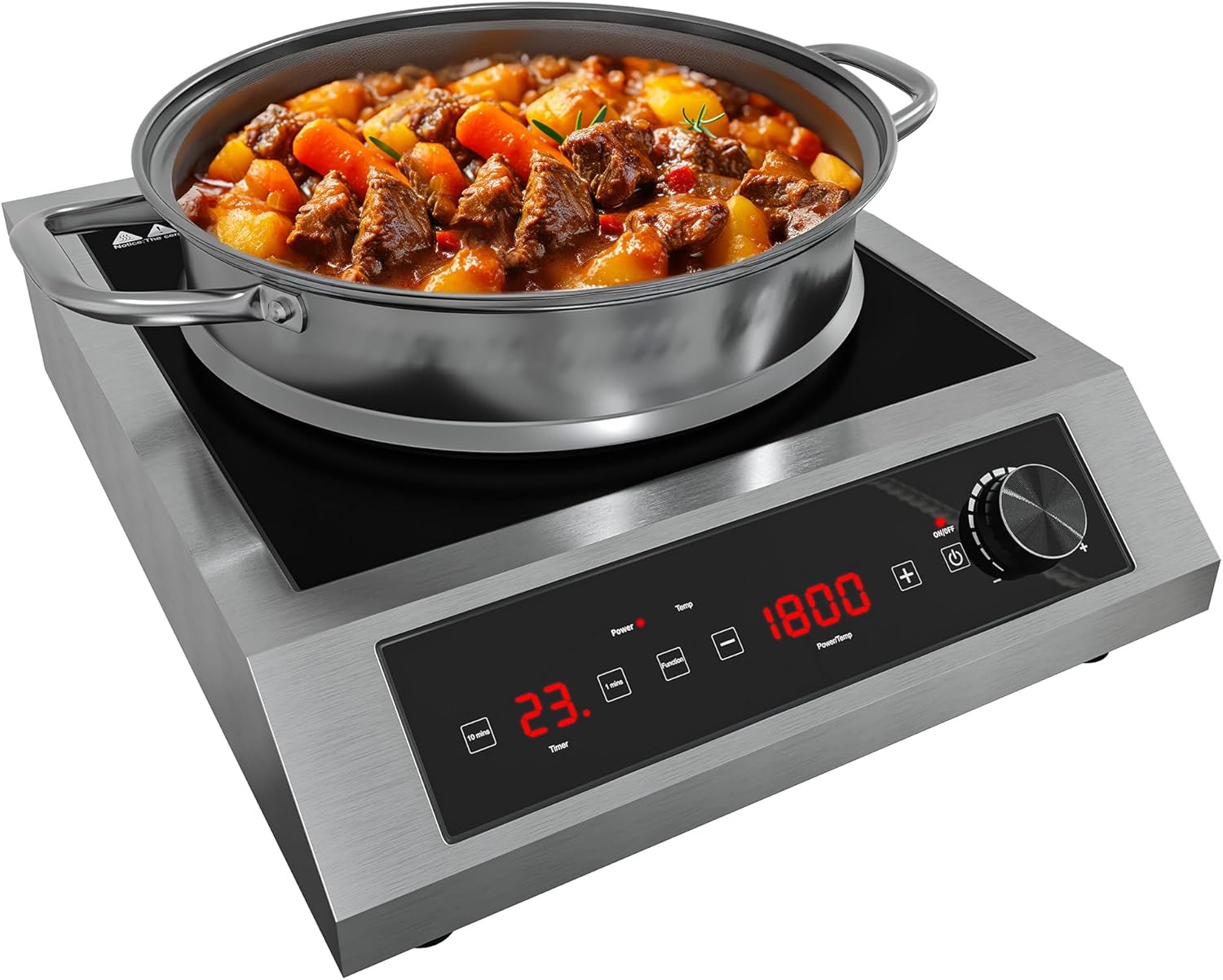 SUNVIVIPRO Commercial Electric Induction Cooktop, 1800W Induction Hot Plate, 10 Power & 14 Temp Setting, Professional Countertop Burner with Timer, Electric Stove with LED Screen, Black