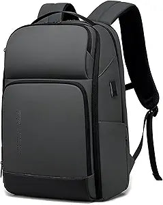 FENRUIEN 17 Inch Travel Backpack Gray, Expandable Water Resistant Computer Backpack with USB Port, Laptop Bag for Business/College/Work