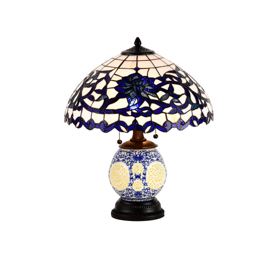 Warehouse of Tiffany Akiko 3-light Blue Glass 21-inch Double-lit Tiffany-style Table Lamp