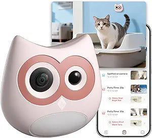 Litter Box Camera â€“ AI Cat Health Monitoring, Records Toileting Behavior, UTI/Diarrhea Abnormal Alerts, Fits Automatic & Standard Litter Boxes, Multi-Cat Support, Night Vision Cat Cam (Pink)