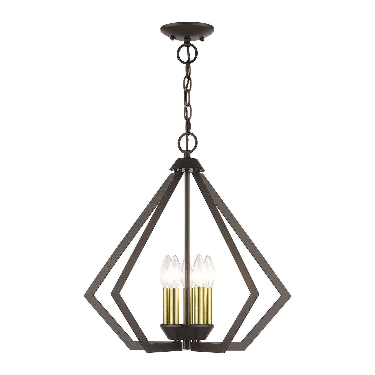 Livex Lighting Prism 5 - Light -Contemporary /Geometric English Bronze/Antique Brass / brass Steel Chandelier