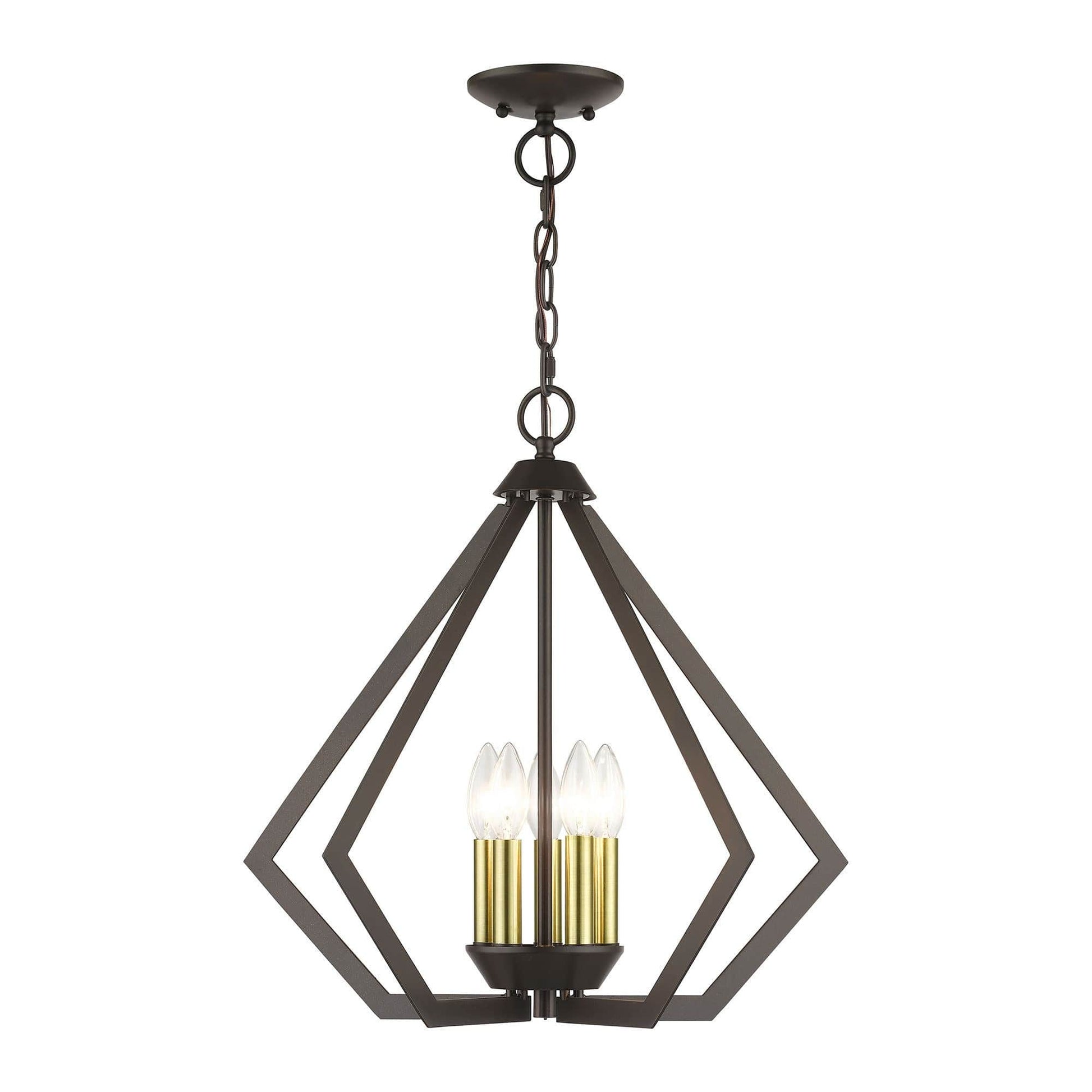 Livex Lighting Prism 5 - Light -Contemporary /Geometric English Bronze/Antique Brass / brass Steel Chandelier