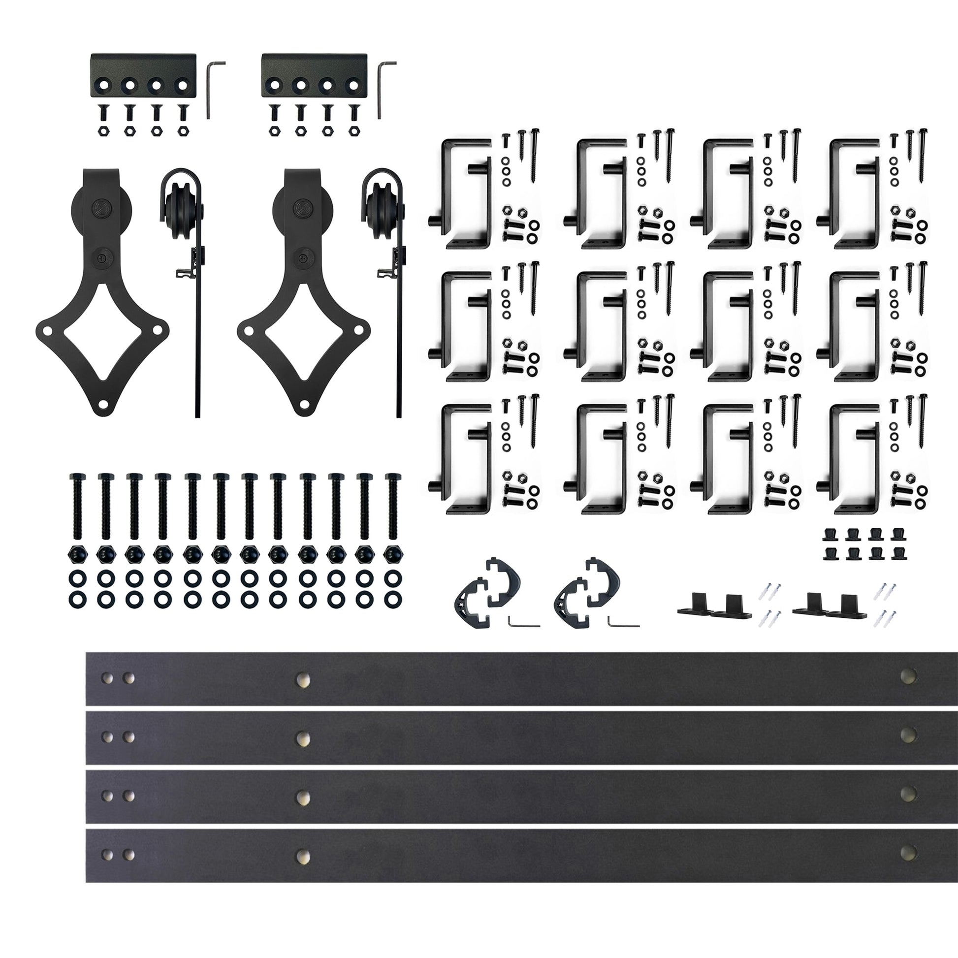 HOMACER 192-in Rustic black Black Indoor Top mount Double bypass Barn door hardware kit