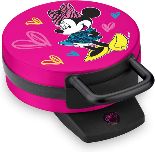 Disney Minnie Mouse Waffle Maker by Select Brands - Nonstick Waffle Iron for Fun Minnie-Shaped Waffles - Disney Kitchen Gift - 800 Watts