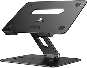 Adjustable MacBook Laptop Stand for Desk | Ergonomic Aluminum Laptop Riser with Heat-Vent, Compatible for 10-17" Laptops, Dark Black