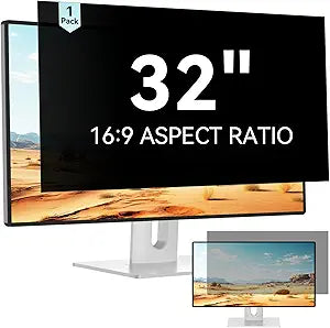 32 Inch Computer Privacy Screen Filter for 16:9 Aspect Ratio Widescreen Monitor - Anti Glare Blue Light Filter, Removable Computer Monitor Privacy Shield, Anti-Scratch Screen Protector Film 32 in