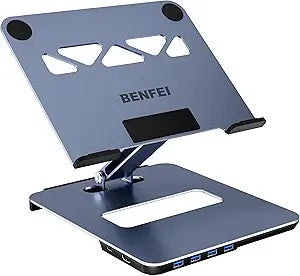 BENFEI Laptop Stand with USB C 6in1 Docking Station, HDMI 4K@60Hz, 4*USB3.0, 100W PD Compatible with MacBook Pro/Air, iPad Pro, XPS, Thinkpad