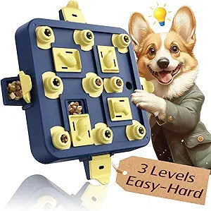 KADTC Dog Chess Puzzle Toy, U.S. Brand & Design - 3 Levels of Step-by-Step Challenge,Easy-to-Advanced for Smart Dogs Interactive Boredom Buster Mental Stimulation Enrichment Puppy Treat Brain Games