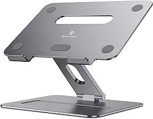 Adjustable MacBook Laptop Stand for Desk | Ergonomic Aluminum Laptop Riser with Heat-Vent, Compatible for 10-17" Laptops, Space Grey