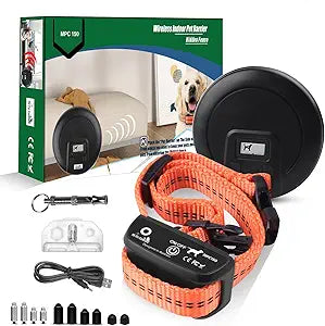 My Pet Command, Indoor Pet Barrier with Adjustable Range, Static and Tone Correction, Hidden Fence for Dogs Containment Collar, Wireless Pet Gate Keeps Areas Off Limits, Rechargeable Collars