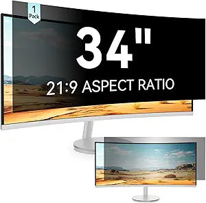 Mamol 34 Inch Curved Computer Privacy Screen Filter for 21:9 Aspect Ratio Widescreen Monitor - Anti Glare Blue Light Filter, Removable Computer Monitor Privacy Shield, Anti-Scratch Screen Protector