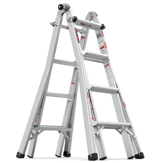 Tatayosi 17ft aluminum multi-position ladder A-frame straight ANSI 250lbs capacity