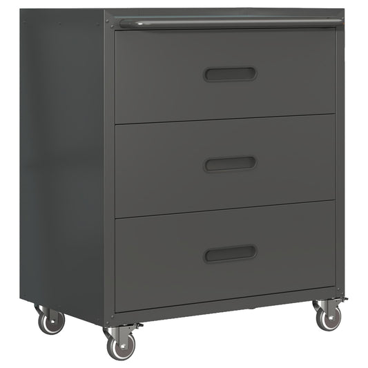 Tatayosi 3-Drawer Heavy-Duty Metal Storage Cabinet with Wheels Tool Cabinet for Garage Office Home Organizer Solutions Black Gray