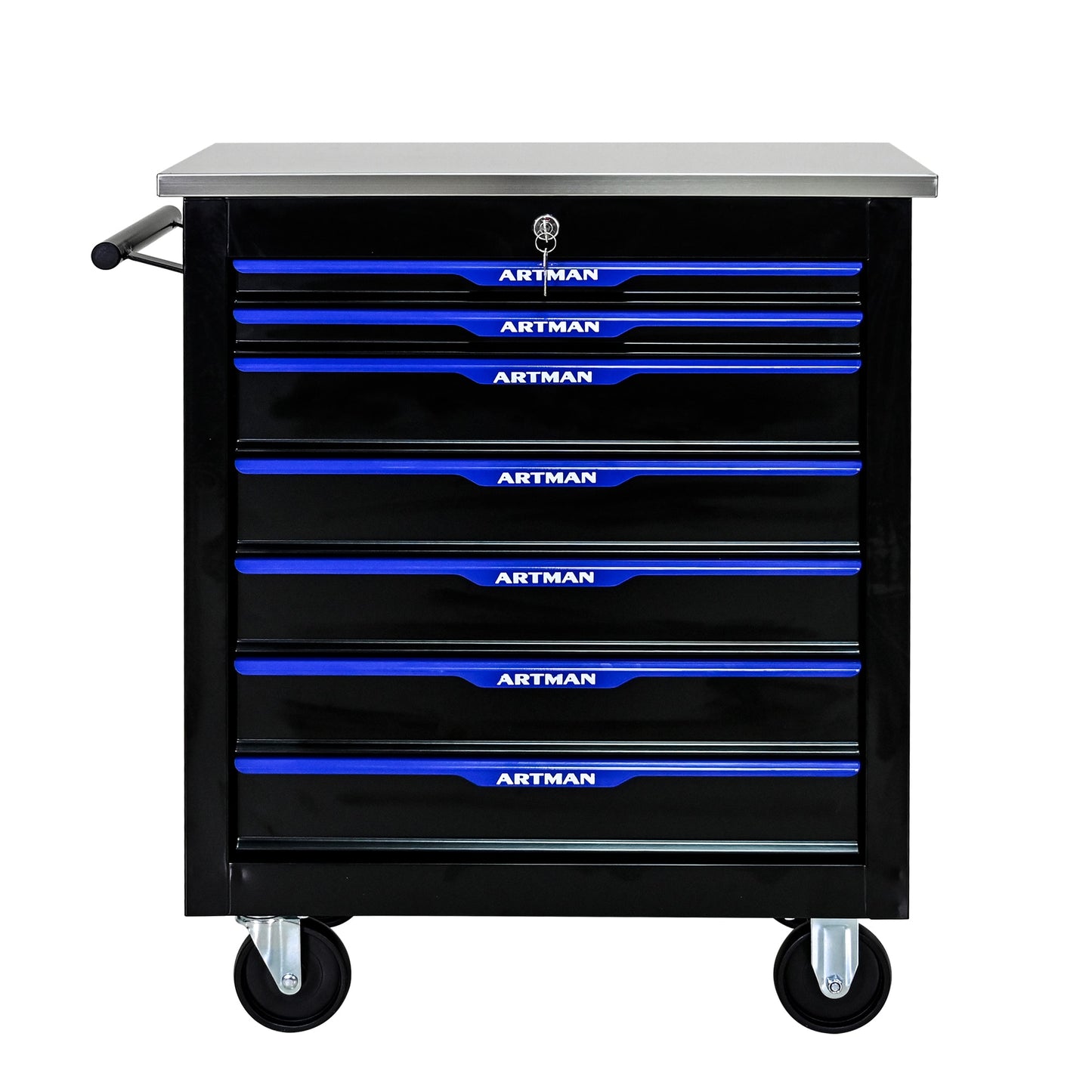 Tatayosi Black Blue 7-Drawer Multifunctional Tool Cart with Wheels