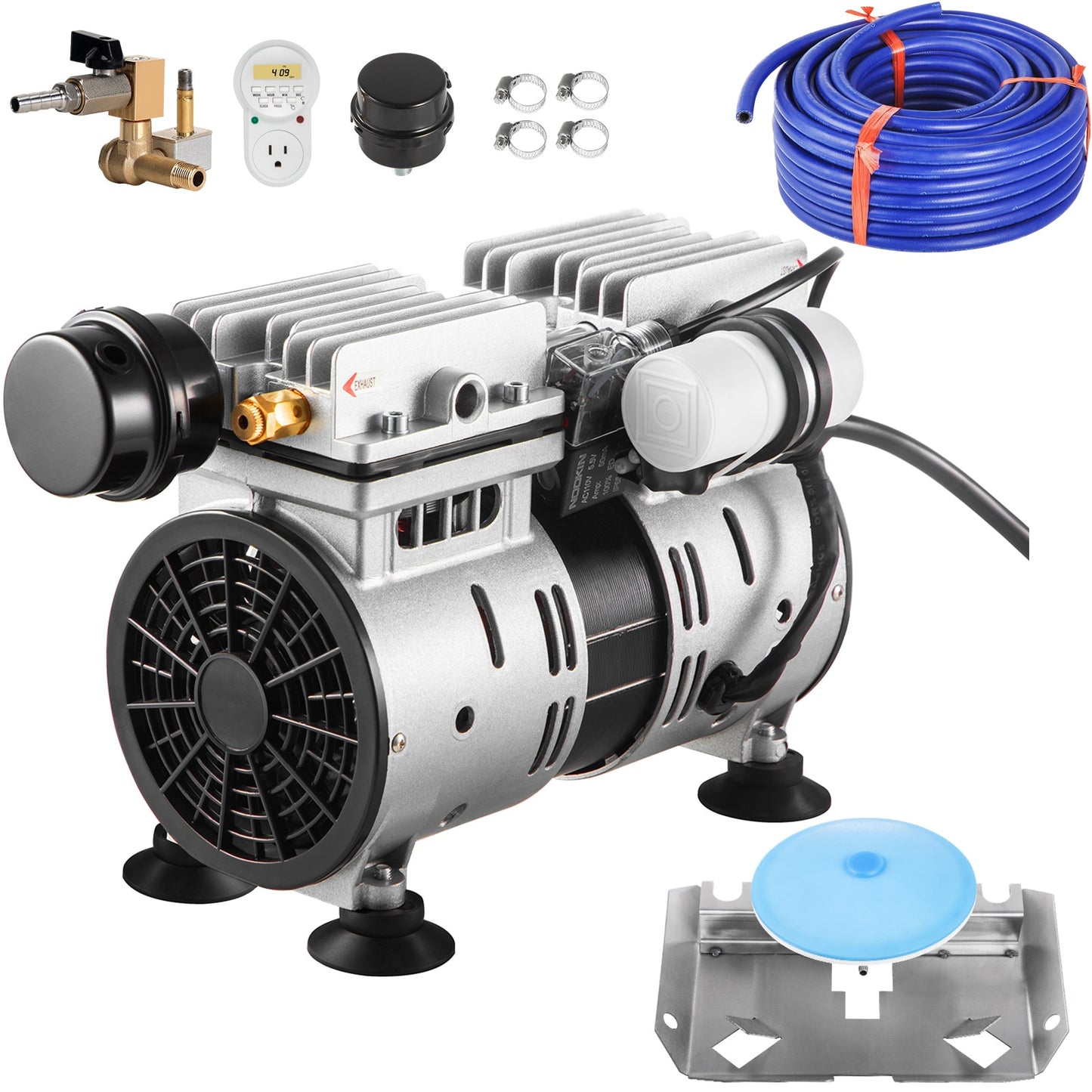 VEVOR Pond Aerator  550W Power  5.2CFM for Up to 1 Acre 50ft Lake  Pond Aeration Kit Includes 3/4 HP Compressor and 100ft Weighted Tubing and Diffuser  Air Compressor for Deep Water Oxygen Circulation