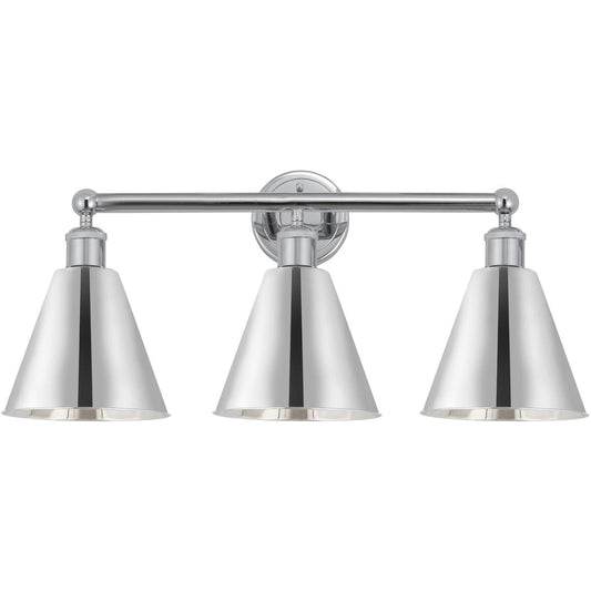 Innovations Lighting  616-3W-PC-MBC-8-PC Ballston Cone Bathroom Vanity Light Polished Chrome