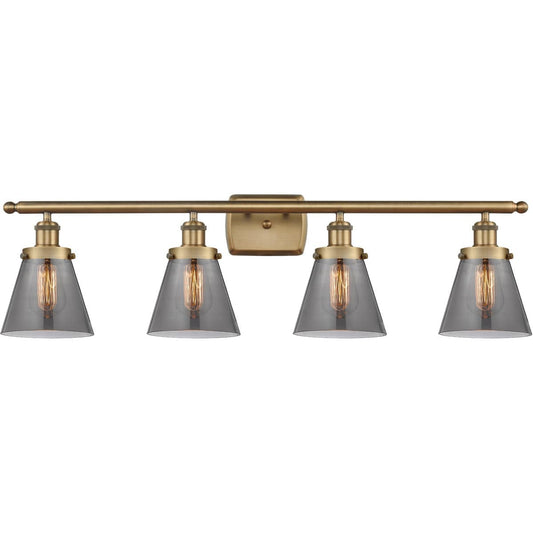 Innovations Lighting  916-4W-BB-G63 Ballston Small Cone Bathroom Vanity Light Brushed Brass