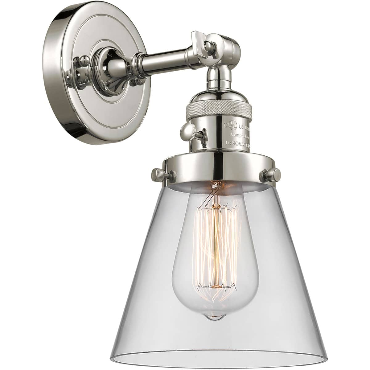 Innovations Lighting  203SW-PN-G62-LED Franklin Restoration Small Cone Wall Sconce Polished Nickel