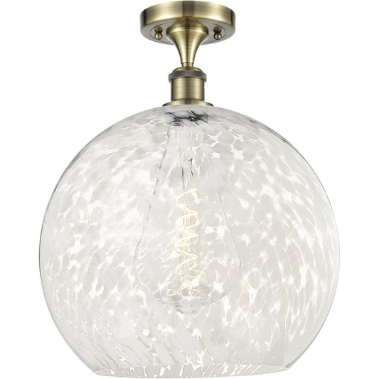 Innovations Lighting  516-1C-AB-G1216-14WM Ballston White Mouchette Semi-Flush Mount Antique Brass