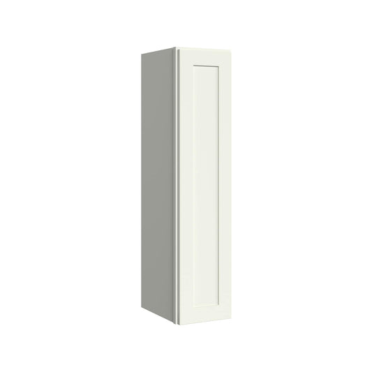 KraftMaid Momentum Deveron 9-in W x 39-in H x 12-in D Dove White Wall Fully Assembled Plywood Cabinet Recessed Panel Shaker