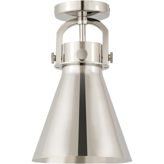 Innovations Lighting  410-1F-PN-M411-8PN Newton Cone Flush Mount Polished Nickel