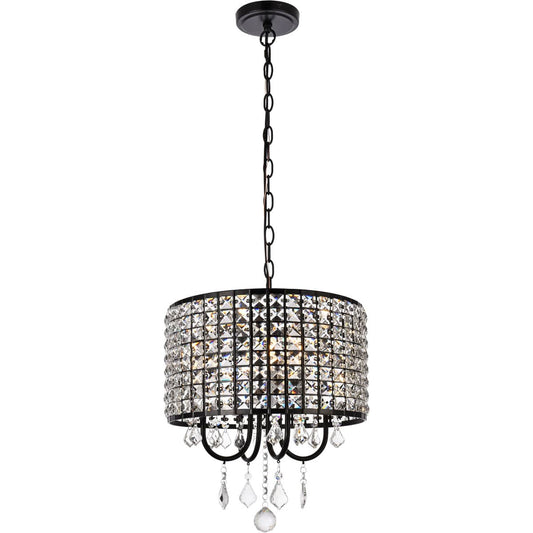Elegant Lighting Living District LD713D14BK Elise 4 Light 14 inch Black Pendant Ceiling Light