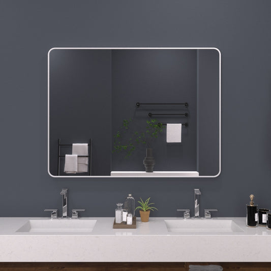 Forclover 36-in W x 48-in H Rectangle Gun Grey Framed Wall Mirror