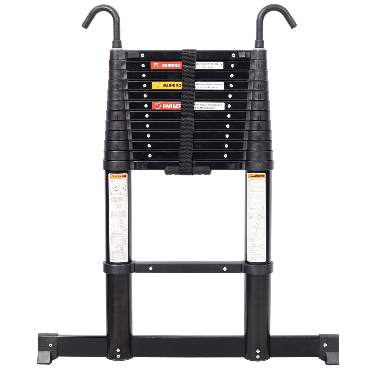 Dexmalle  12.5FT Telescopic Ladder Aluminum Ladder with Non-Slip Feet and Stable Hook