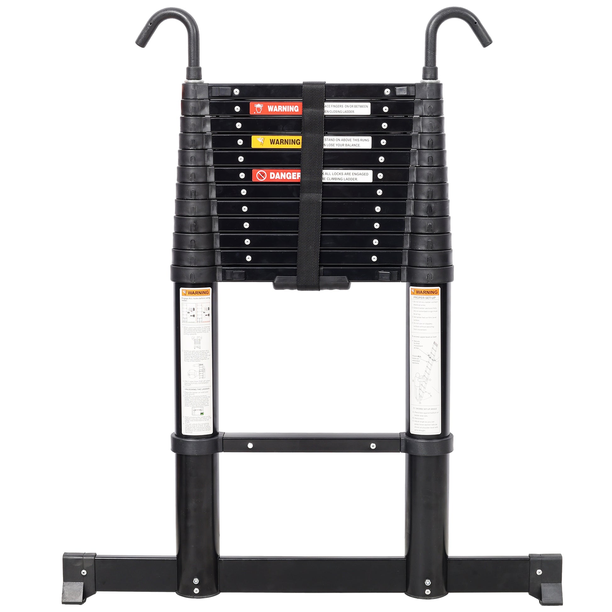 Dexmalle  12.5FT Telescopic Ladder Aluminum Ladder with Non-Slip Feet and Stable Hook