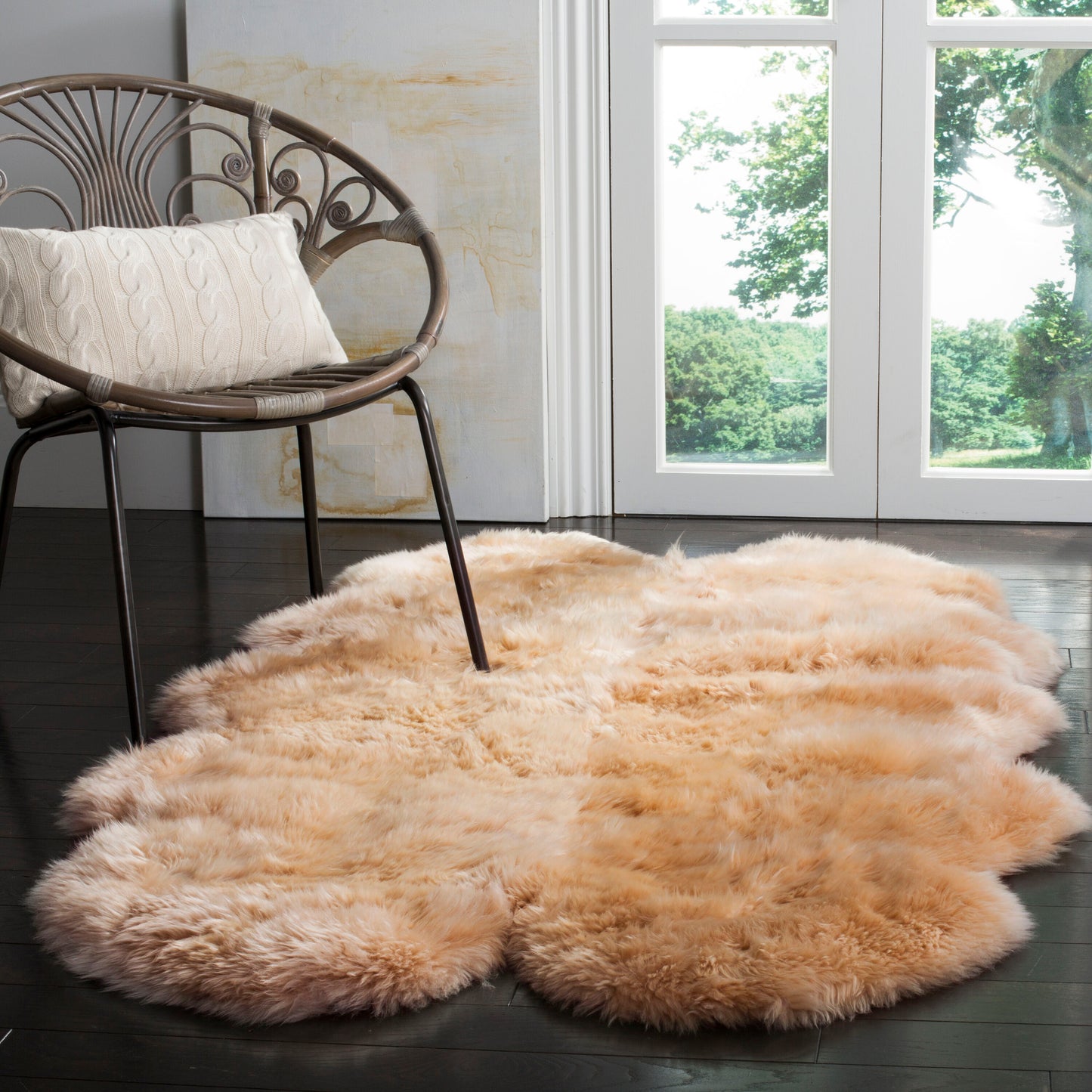 Safavieh Sheep Skin 121M Natural Beige 3ft-7in x 6ft Shag Flokati Rug