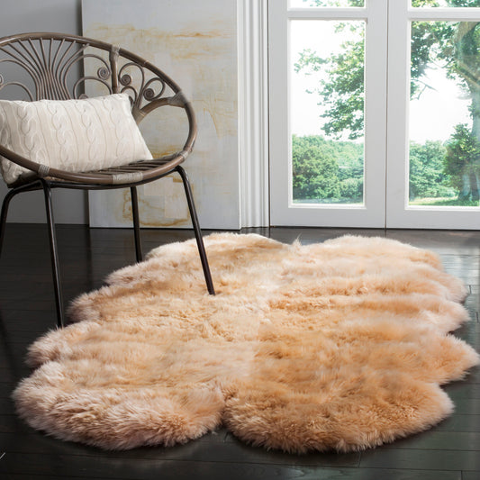 Safavieh Sheep Skin 121M Natural Beige 3ft-7in x 6ft Shag Flokati Rug