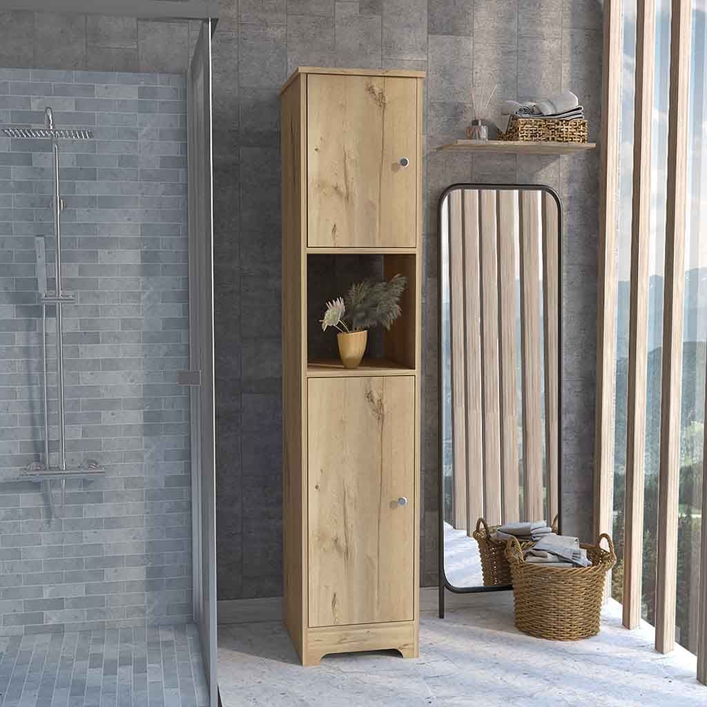 Tatayosi Linen Cabinet Albany Four Interior Shelves Light Oak Finish