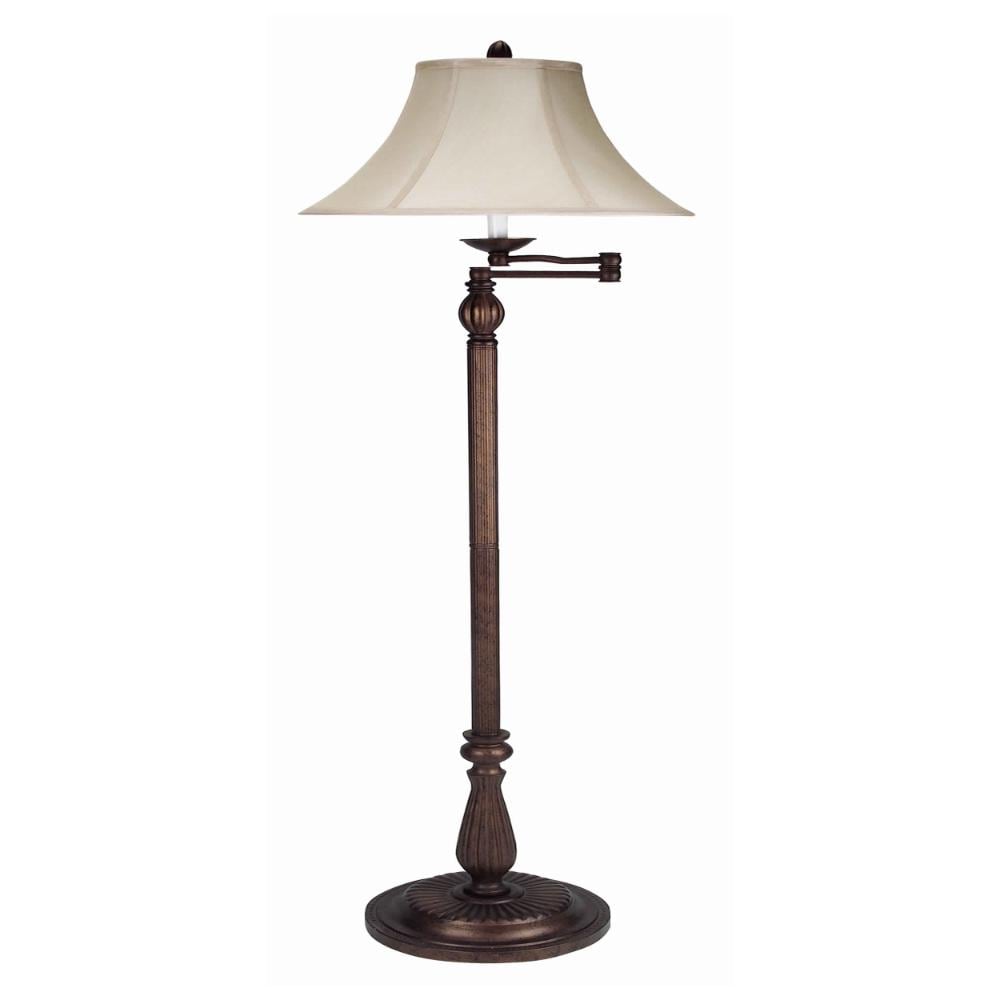 Benzara Floor Lamps 62-in Brown Standard Floor Lamp with Fabric Shade