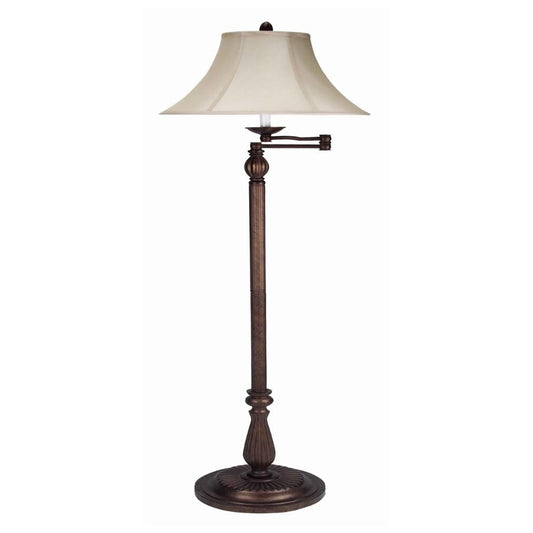 Benzara Floor Lamps 62-in Brown Standard Floor Lamp with Fabric Shade