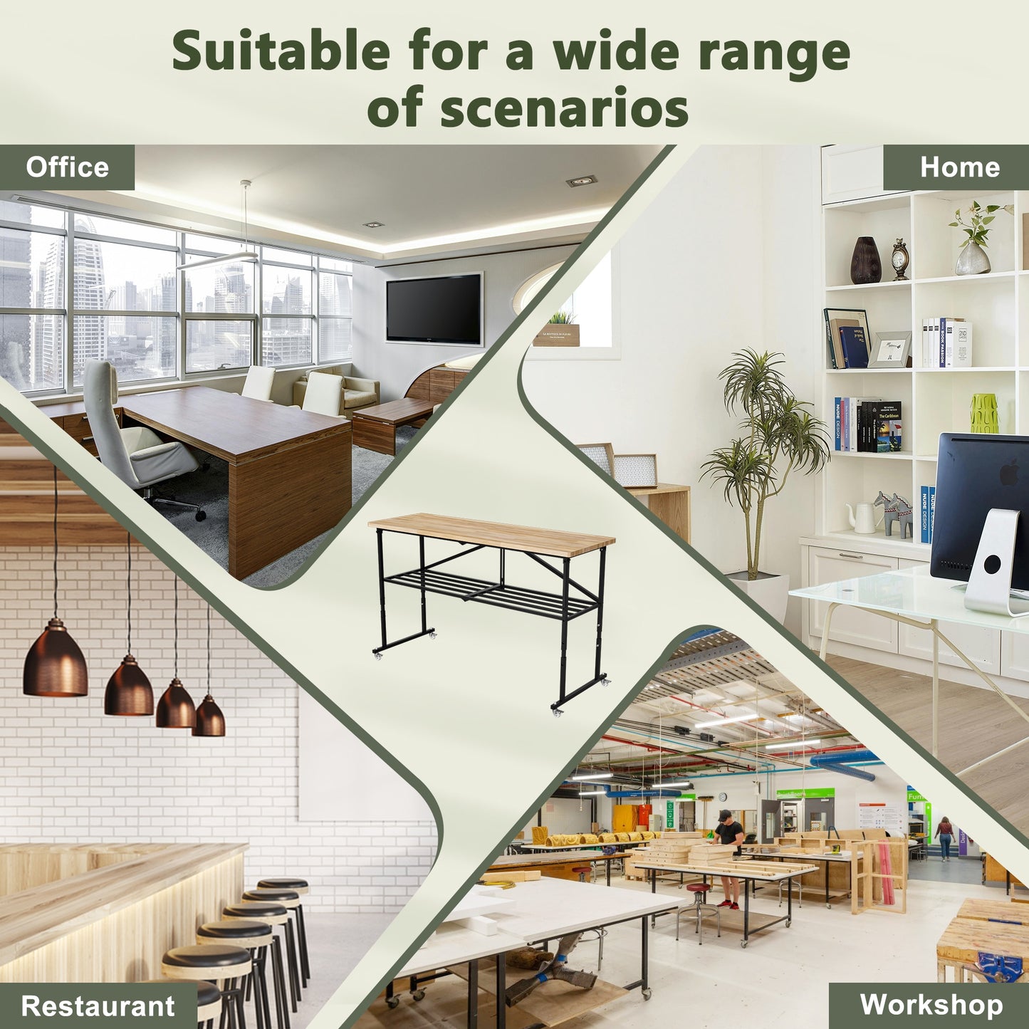 Dexmalle  SmartFold Heavy-Duty Folding Butcher-Block Workbench-Portable Wood-Top Utility Table