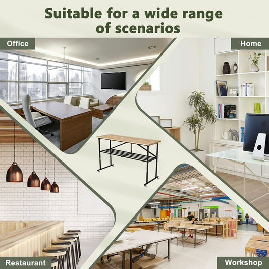 Dexmalle  SmartFold Heavy-Duty Folding Butcher-Block Workbench-Portable Wood-Top Utility Table