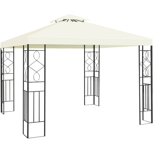 Slickblue 10 x 10 FT Gazebo Tent 8.5 FT 2-Tier Roof Steel Frame Polyester Fabric Outdoor Patio Lawn Shelter
