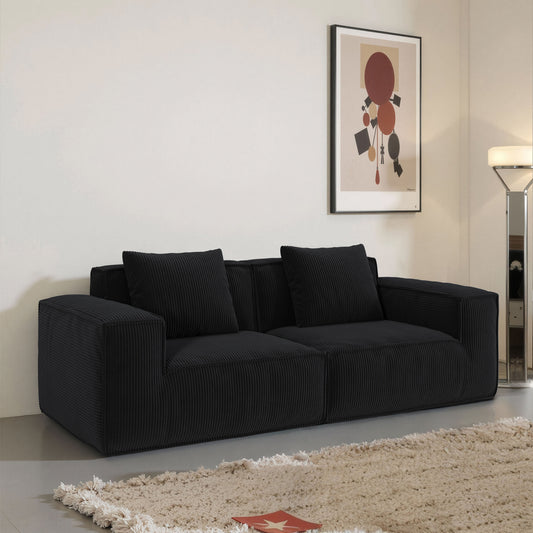 LOVMOR Modular Sofa Convertible Oversized Sofa Bed Corduroy Two Person Black