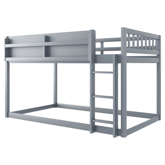 SINOFURN Gray Twin over twin Bunk Bed