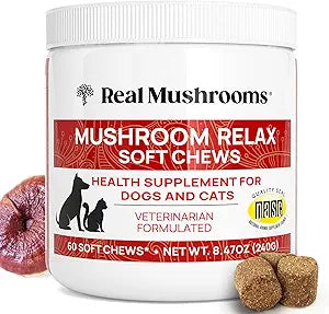 Calming Chews for Dogs & Cats â€“ Soft Chews with Reishi & Lionâ€™s Mane for Daily Composure â€“ for All Breeds & Sizes â€“ Calming Treats for Dogs: 1 Chew/20 lb Daily; Cats: Â¼ Chew Twice Daily â€“ 60 Count